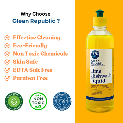 Lime Dishwash Liquid | Natural & Eco-friendly | 500ml