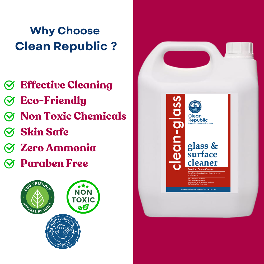 Glass & Surface Cleaner | Natural, eco-friendly and 0% Ammonia | 5L