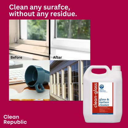 Glass & Surface Cleaner | Natural, eco-friendly and 0% Ammonia | 5L